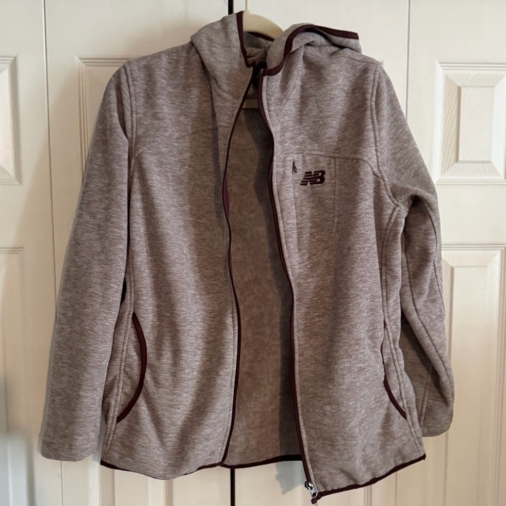 New Balance Melange Cocoa Fleece Full-Zip Hoodie with Chocolate Accents•XL - Picture 2 of 12